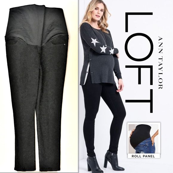 LOFT Denim - LOFT MATERNITY Black Skinny Jeans with Roll Panel